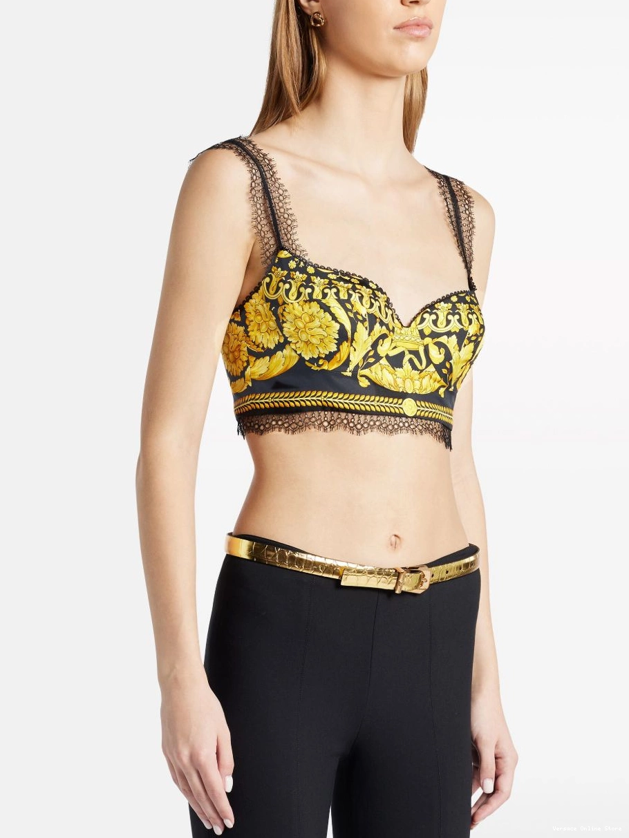 Affordable Versace Barocco-print bralette Women silk 0503